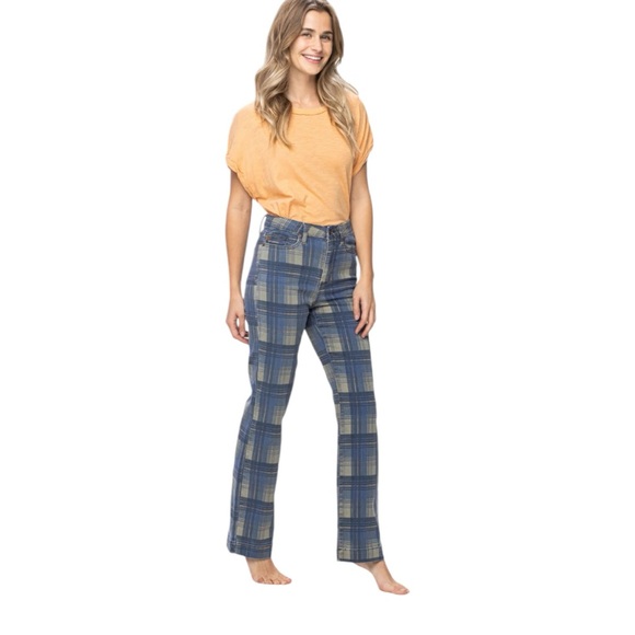 Judy Blue Vintage Plaid Straight Leg Jeans - Picture 11 of 12